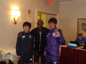 Kenta Murayam and Kento Otso with Bernard Lagat