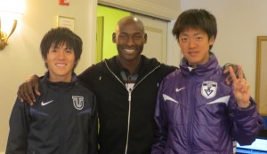 Kento Otsu, Bernard Lagat and Kenta Murayama before the 2013 NYC Half (photo by Chris Lotsbom for Race Results Weekly)