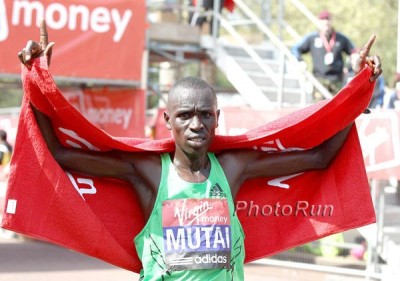 Emmanuel Mutai after winning London in 2011 *More 2011 London Marathon Photos