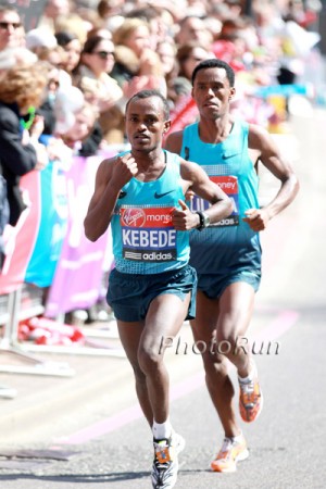 Kebede en route to victory in London in 2013