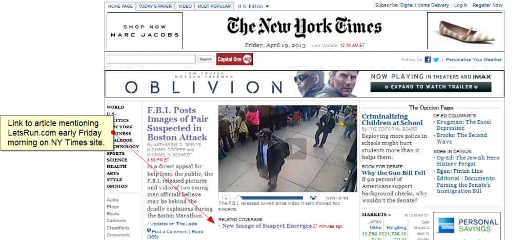 LetsRun Messageboard Helps Photo of Boston Marathon Suspect Go Viral