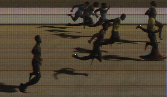2013 Cayman Invitational Men's 100m Photo Finish