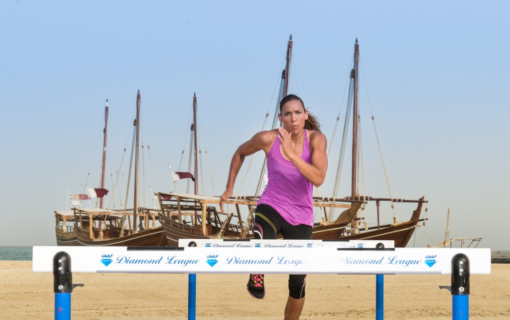 Lolo Jones prior to the 2013 Diamond League meet in Doha