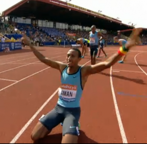Mohammed Aman celebrates
