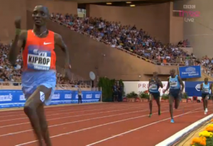 Kiprop was all alone on the final lap in Monaco last year