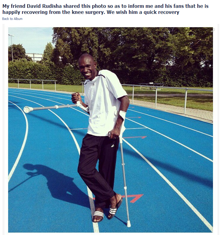 David Rudisha on crutches