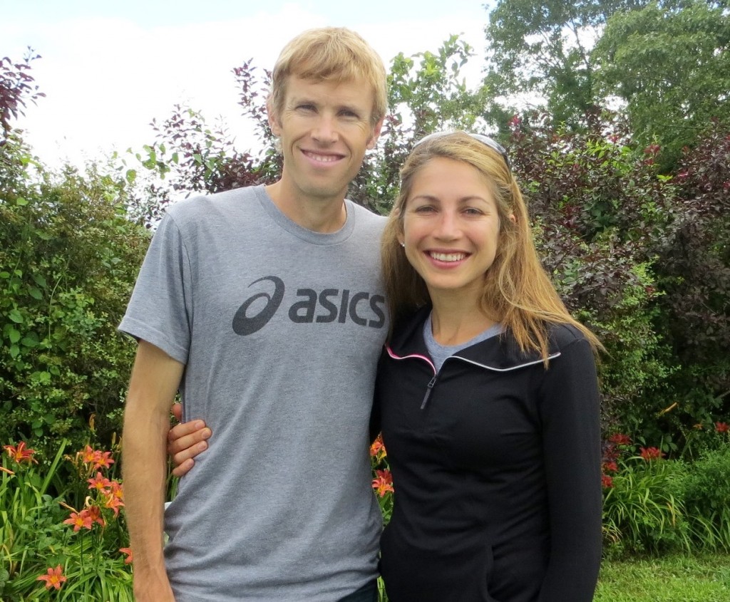 Ryan and Sara Hall before the 2013 TD Beach to Beacon 10-K (photo by Chris Lotsbom for Race Results Weekly).