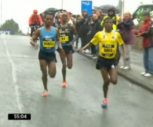 Haile still leading until almost mile12