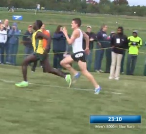 Edward Cheserek and Chris O'Hare battle it out for third