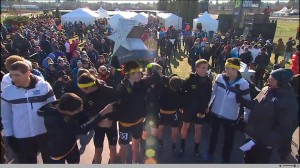 Mark Wieczorek (right in Brooks head band) with Matt Scherer (left) and Gig Harbor Team