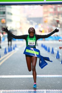 Sally Kipyego of Kenya wins the 2014 NYC Half in 1:08:31 on March 16. (PhotoRun/NYRR)