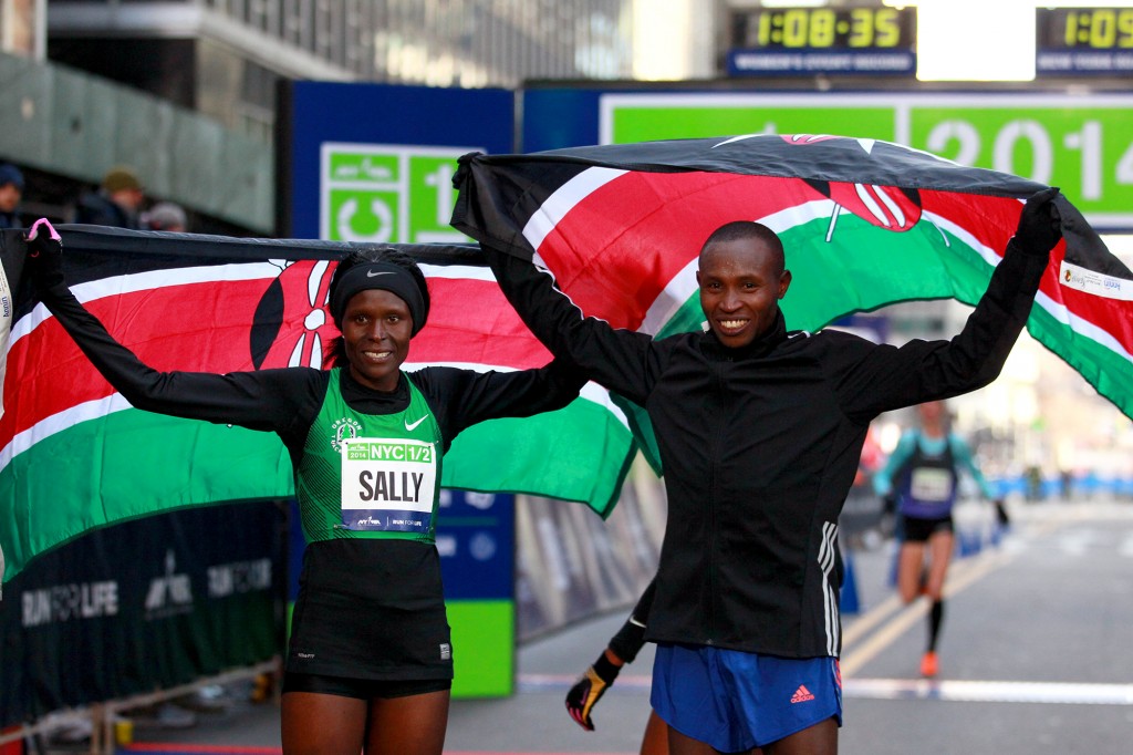 Sally Kipyego and Geoffrey Mutai (PhotoRun/NYRR) (Mens recap here, women's here)