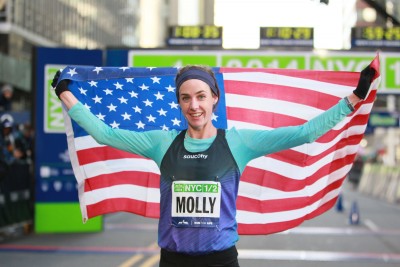 Molly Huddle, after her successful debut (1:09:04) (Credit PhotoRun/NYRR)