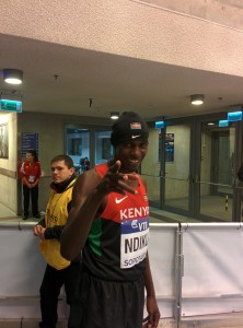 Caleb Ndiku showing of his swag