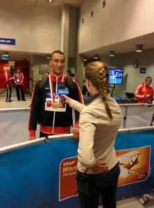 Ashton Eaton with the Polish press at Sopot 2014