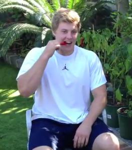 Jacko Gill eats a pepper