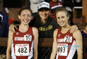 Lauren Fleshman poses with Aisling Cuffe and Jessica Tonn After Cuffe broke Fleshman's school record