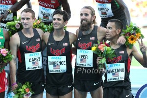 US men's 4 x 1500 team in the Bahamas in 2014 - Pat Casey, David Torrence, Will Leer and Leo Manzano