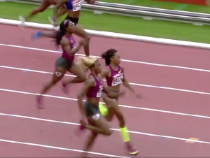 Allyson Felix and Blessing Okagbare