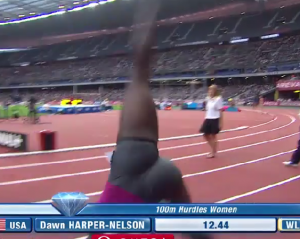 Dawn Harper Celebrates the World Lead with a Cartwheel