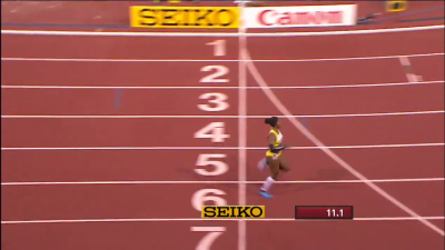 A strange 100 meter finish