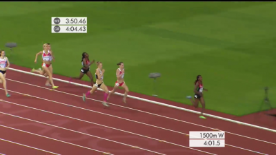 van Buskirk and Weightman try to reel in Kipyegon in the final straight