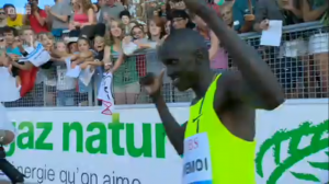 Ronald Kwemoi celebrates