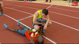 Bosse congratulated Amos after they ran the two fastest times of '14 in Monaco