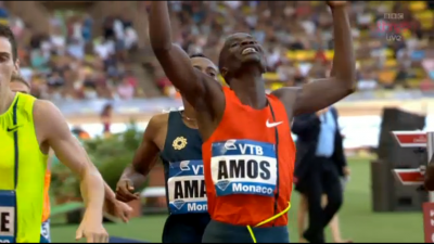 Amos won the most competitive 800 of the year in Monaco on July 18.