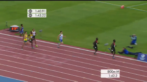 Riseley (yellow) almost caught Learmonth (white) at the line.