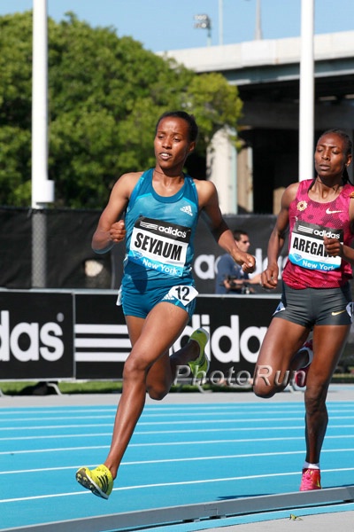 Dawit Seyaum would most definitely be favored over Mary Cain if they both were in the 1500. 2014 adidas GP Photos.