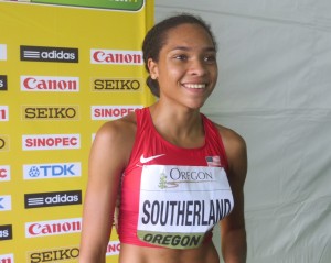 Sabrina Southerland of the United States after here preliminary heat in the 800m at the 2014 IAAF World Junior Championships (photo by Chris Lotsbom for Race Results Weekly