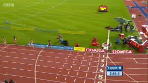 Dibaba had a big lead at the bell