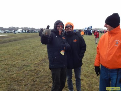 OK State coaches Dave Smith and Bobby Lockhart were all smiles ahead of a frigid NCAAs last year