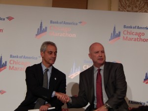 Rahm Emanuel Shakes Carey Pinkowski's hand