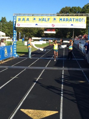 Desisa breaks the tape in Boston's White Stadium