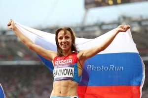 Mariya Savinova celebrating her London Olympic victory *More 2012 Olympic photos