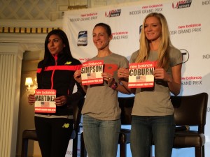 New Balance's leading ladies, Brenda Martinez, Jenny Simpson and Emma Coburn.