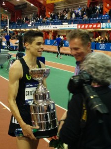 Centrowitz with past Millrose great Eamonn Coghlan.