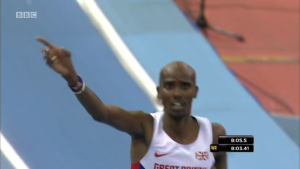 Mo Farah reacts