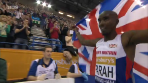 Mo Farah celebrates with the Union Jack