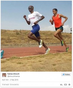 Mo Farah and Hamza Driouch Training in Ethiopia. Photo from Hamza's twitter feed.