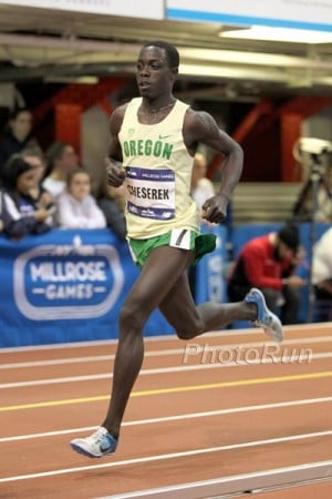 Cheserek broke 4:00 for the first time at Millrose last year