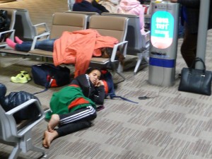 Another Morocccan getting some sleep as our flight from Shanghai to Guiyang didn't get in until after midnight