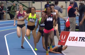 Ajee Wilson's Head on the Track. She Moved the Rail She Hit it So Hard