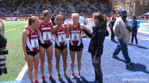 Elise Cranny , Rebecca Mehra, Claudia Saunders and  Jessic Tonn after the race