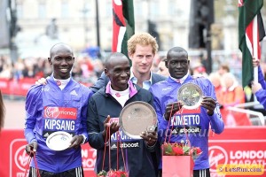 Wilson Kipsang, Eliud Kipchoge, and Dennis Kimetto and Prince Harry