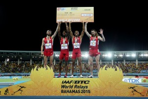 USA World Record for Kyle Merber, Brycen Spratling, Brandon Johnson and Ben Blankenship © Getty Images for IAAF