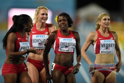 Price, Beckwith-Ludlow, Montano and Vessey were all smiles at the World Relays, but one or more of them will be leaving Eugene unhappy