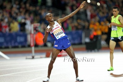 Farah after winning the 3k in London last year